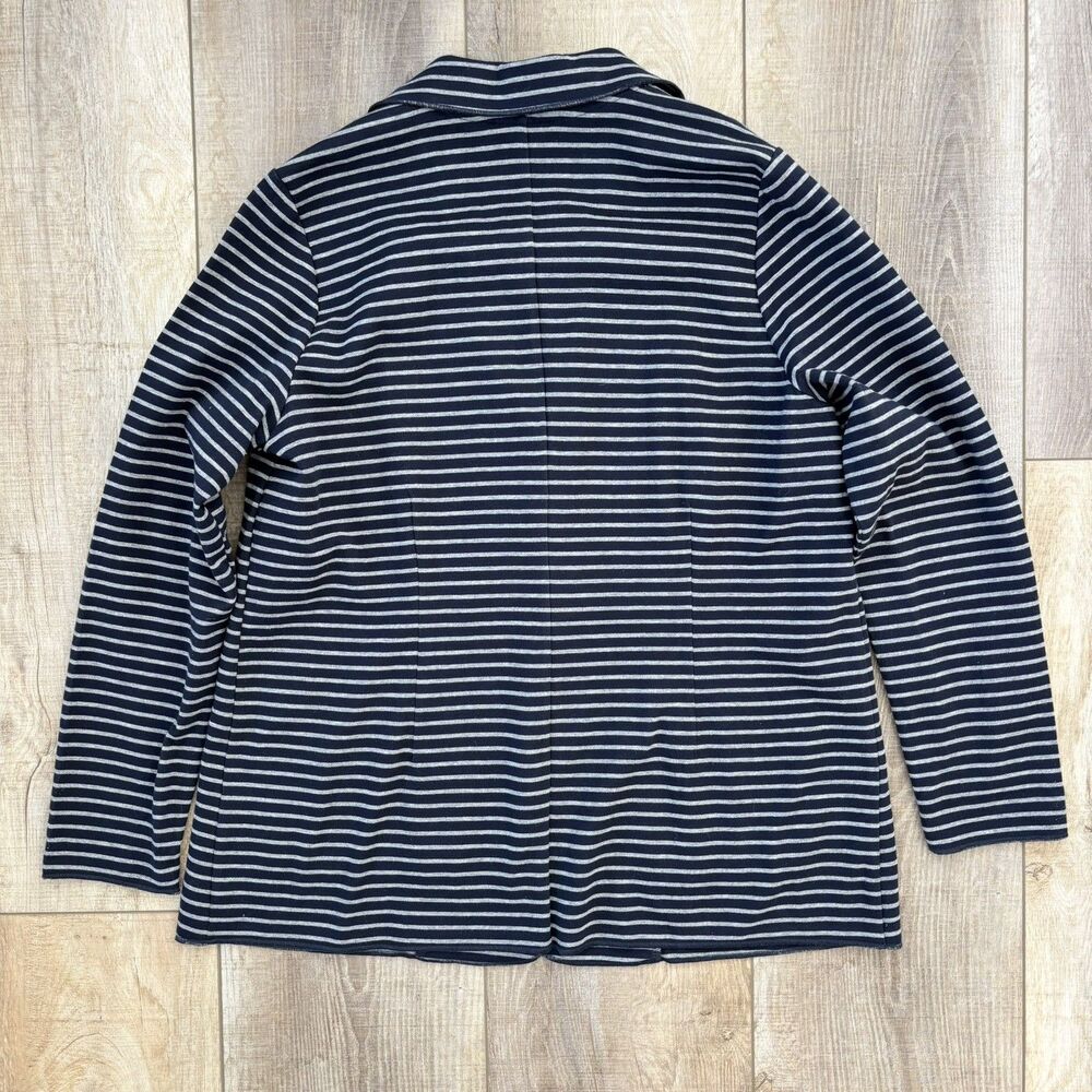 J. Jill Women Blazer Jacket Striped Knit Sz L Cotton Blend Stretch Casual Office - Picture 7 of 12